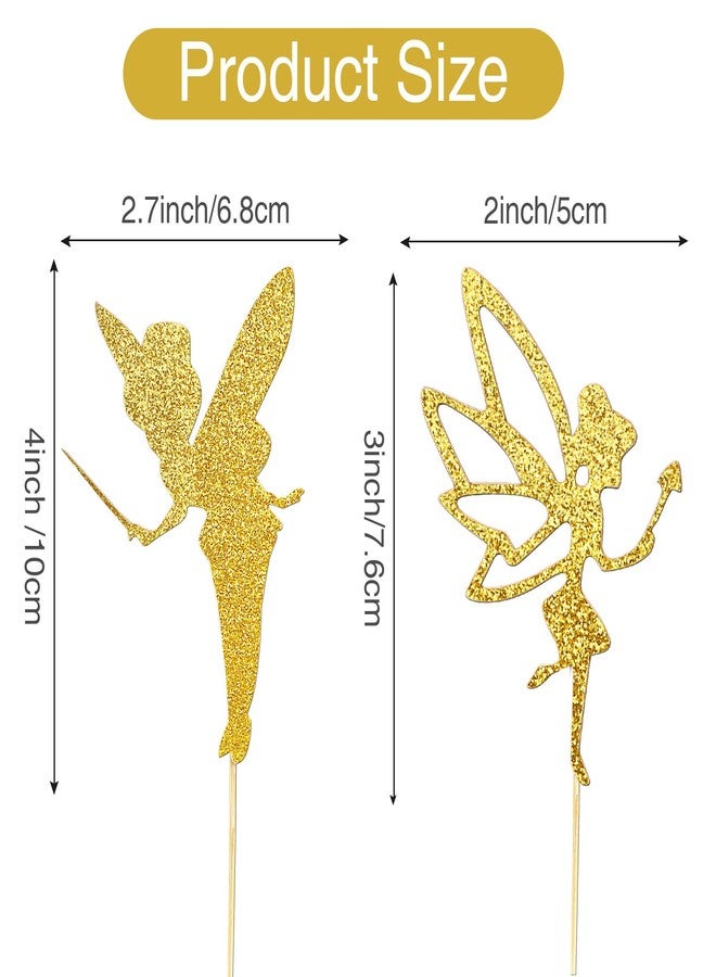 Dyale Fairy Cupcake Toppers and Cake Decorations,32pcs Gold Glitter Magic Fairy Party Supplies for Birthday, Bridal & Baby Showers, Reusable Cupcake Toppers for DIY Cakes and Desserts (32) - Image 2