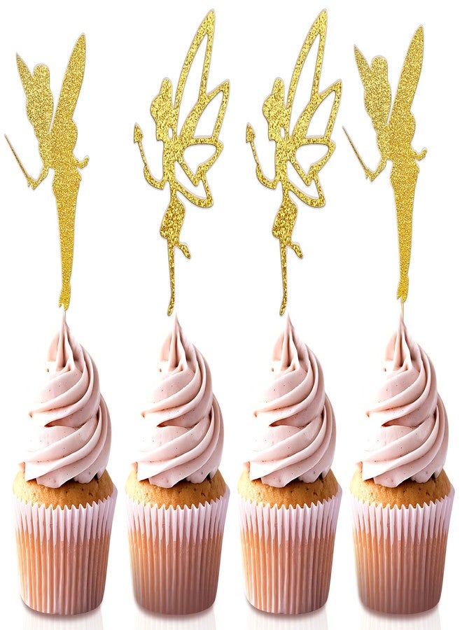 Dyale Fairy Cupcake Toppers and Cake Decorations,32pcs Gold Glitter Magic Fairy Party Supplies for Birthday, Bridal & Baby Showers, Reusable Cupcake Toppers for DIY Cakes and Desserts (32) - Image 1