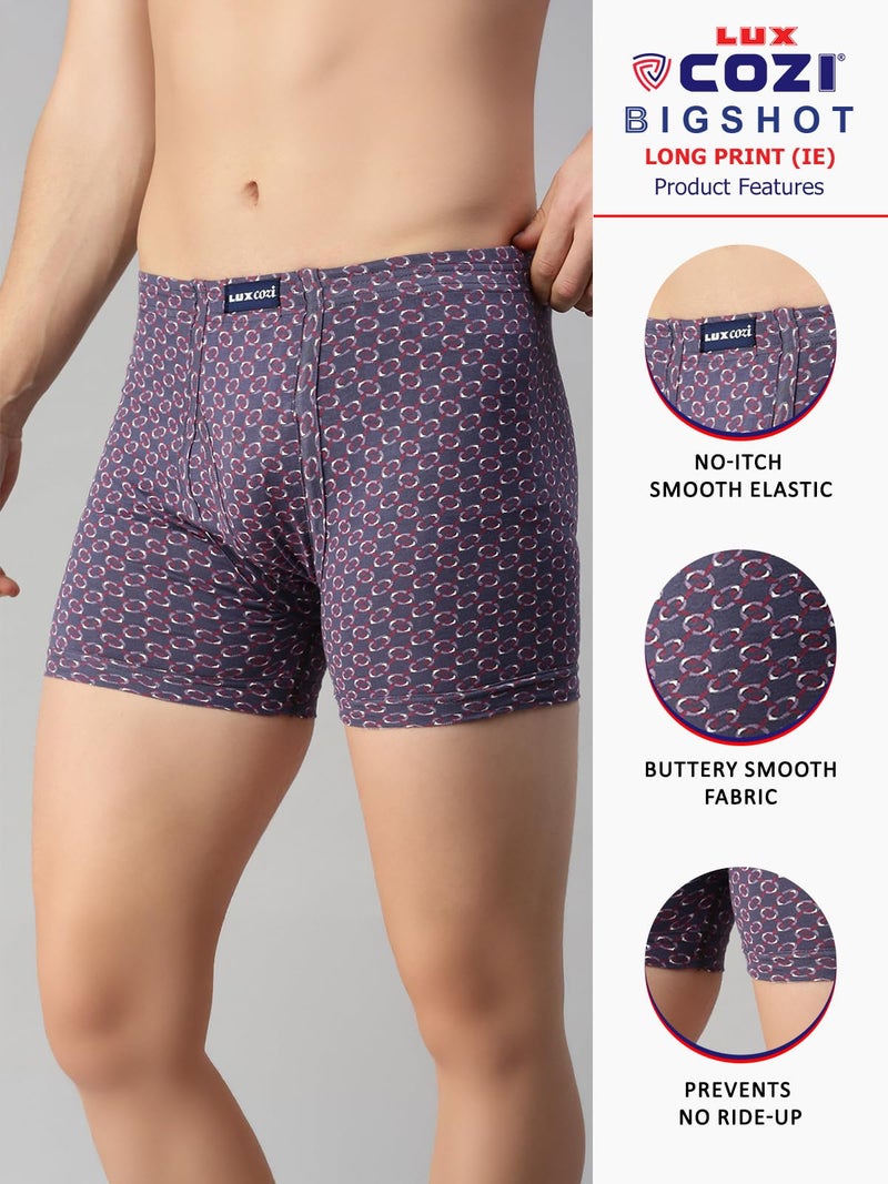 Lux Cozi Men's Pack of 4 Assorted Inner Elestic Long Printed Trunk (Size : 95cm) - Image 5