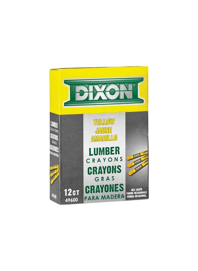 Dixon - DIXON Industrial Lumber Marking Crayons, 4.5" x 1/2" Hex, Yellow, 12-Pack (X49600) - Image 1
