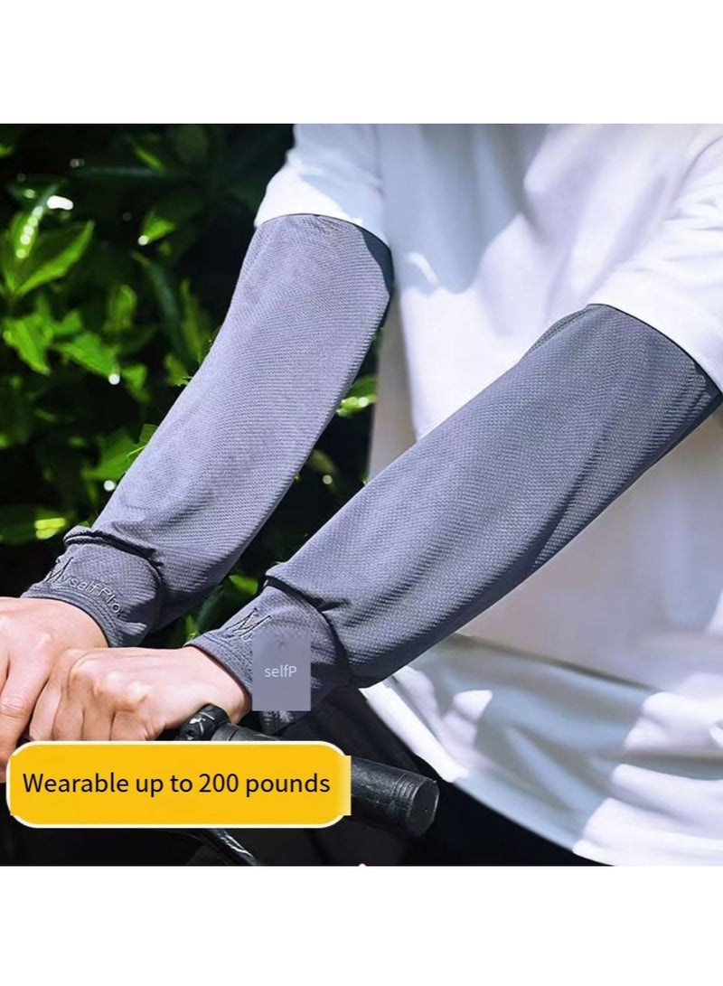 MY New straight summer sun protection ice silk sleeves men's sleeves driving outdoor loose sleeves ice sleeves anti-ultraviolet - Image 2