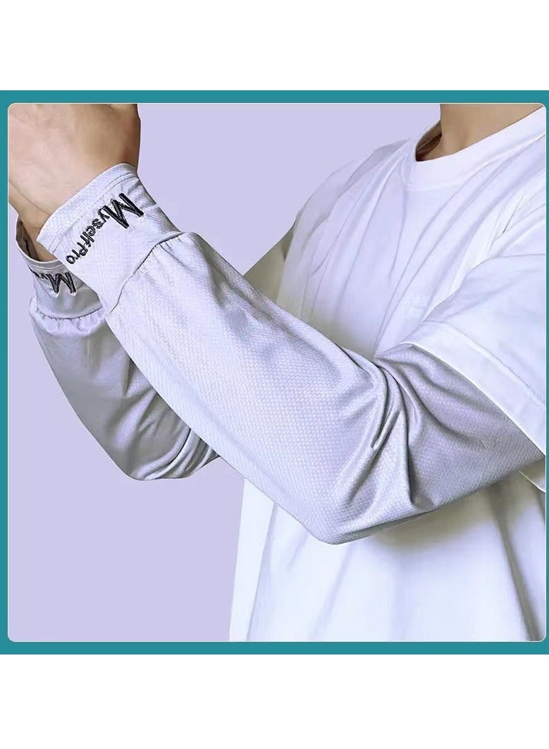 MY New straight summer sun protection ice silk sleeves men's sleeves driving outdoor loose sleeves ice sleeves anti-ultraviolet - Image 1