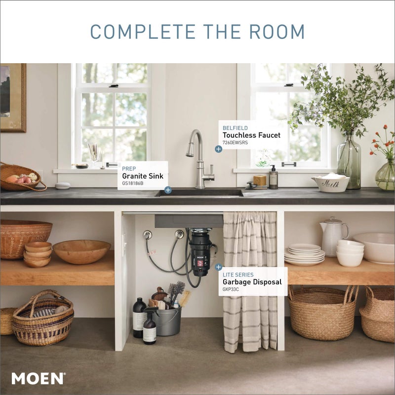 Moen Lite Series PRO Compact Continuous Feed Garbage Disposal for Kitchen Sink with Power Cord, GXP33C - Image 5