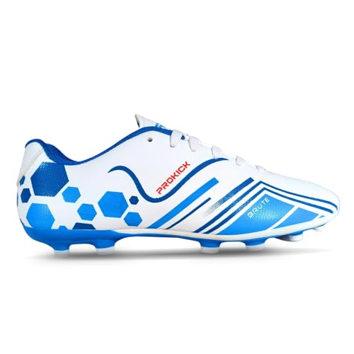 Prokick Brute Football Studs for Men/Sports and Soccer/Comfortable and Lightweight PVC Synthetic Leather Upper TPU Sole and Superior Grip Soccer Stud Shoes Men's Football Shoe, White/Blue - Image 1