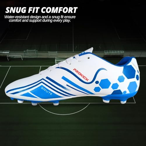 Prokick Brute Football Studs for Men/Sports and Soccer/Comfortable and Lightweight PVC Synthetic Leather Upper TPU Sole and Superior Grip Soccer Stud Shoes Men's Football Shoe, White/Blue - Image 5