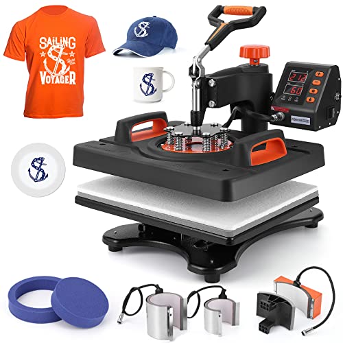 CuisinAid 6 in 1 Heat Press Machine Professional Sublimation Machine 12" X 15", Swing Away Printing Heat Transfer Machine, Versatile Heat Press for T-Shirts, Mugs, Plates, Tumbler, Shoes - Image 1