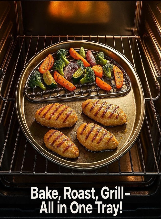 SHREESAMP Stainless Steel Oil Free Grill Plate Set of 2 with Drip Tray and Mesh Rack Multipurpose Frying Baking Roasting Tray for Oven Air Fryer Tandoor BBQ Healthy Cooking Plate Kitchen Party Use - Image 4