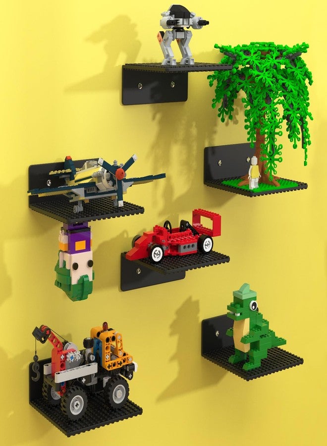 Blissbox Display Shelves Compatible With Lego Building Bricks, 5X5.5 Wall‑Mounted Abs Baseplates, Dual‑Sided 16X17 Studs Design For Toy Brick Storage And Display, Also Fits Other Bricks (6, Black) - Image 1