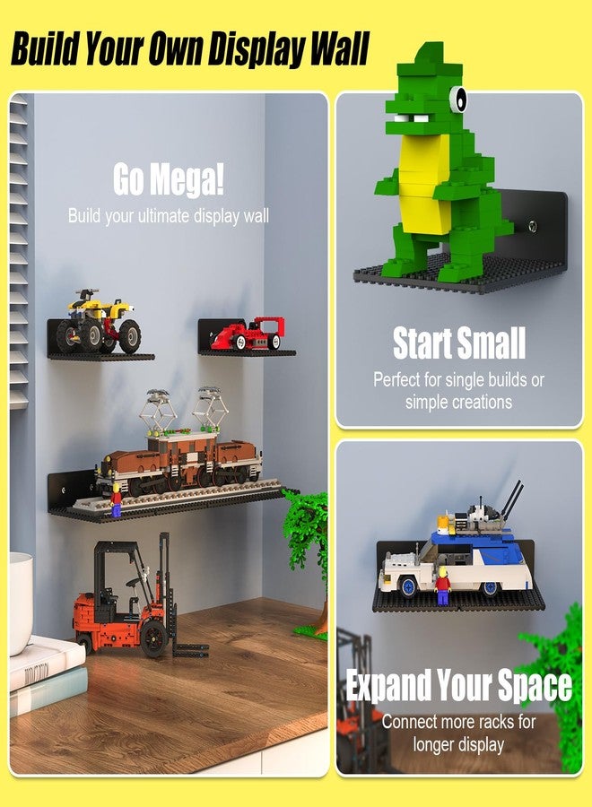 Blissbox Display Shelves Compatible With Lego Building Bricks, 5X5.5 Wall‑Mounted Abs Baseplates, Dual‑Sided 16X17 Studs Design For Toy Brick Storage And Display, Also Fits Other Bricks (6, Black) - Image 5