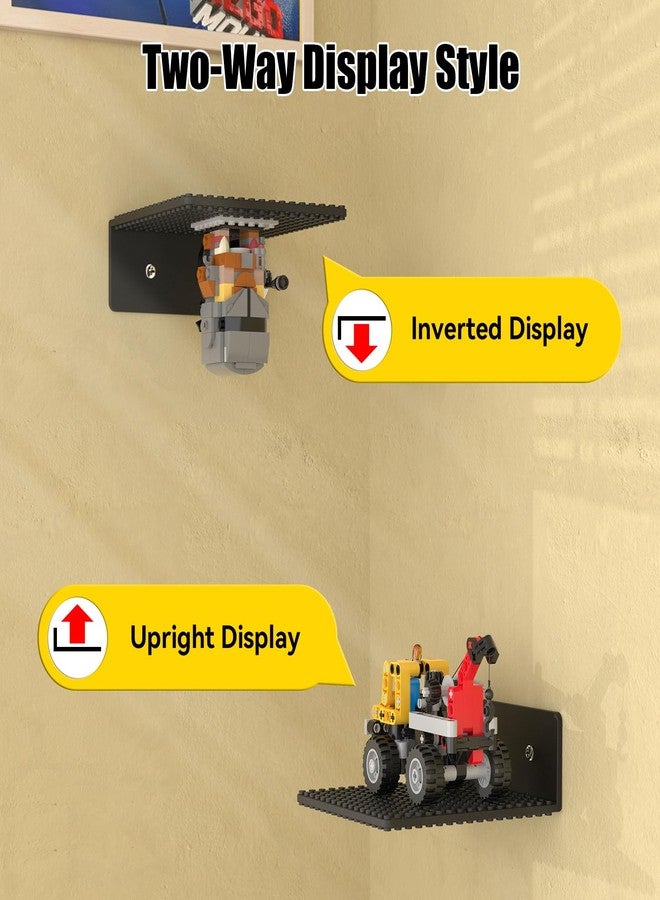 Blissbox Display Shelves Compatible With Lego Building Bricks, 5X5.5 Wall‑Mounted Abs Baseplates, Dual‑Sided 16X17 Studs Design For Toy Brick Storage And Display, Also Fits Other Bricks (6, Black) - Image 4