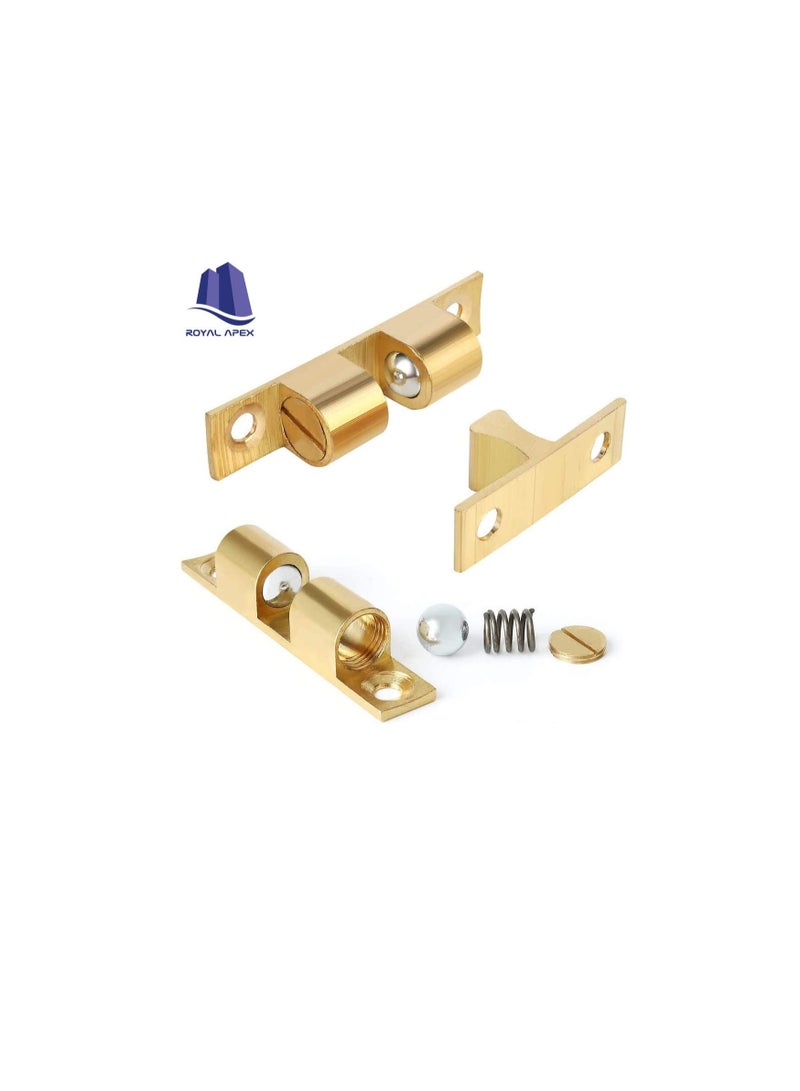 Cabinet Cupboard Door Catch Adjustable Double Ball Tension Catch for Cupboard Cabinet Door Furniture Latch 4 Pcs (70mm, Brass) - Image 2