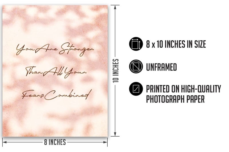 غوفيفو Govivo Inspirations Homports for Women - Arvational Wall Art - أنت أقوى من كل مخاوفك مجتمعة ديكور المنزل - ديكور غرفة نوم راقية - ديكور الغرفة الوردي - 8x10 طباعة غير متطرفة - Image 3