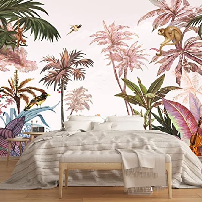 JUNGLE WALLPAPER TROPICAL BOTANICAL WALL MURAL FOREST PALM TREE RAINFOREST MURAL WALLPAPERNOT PEEL N STICK