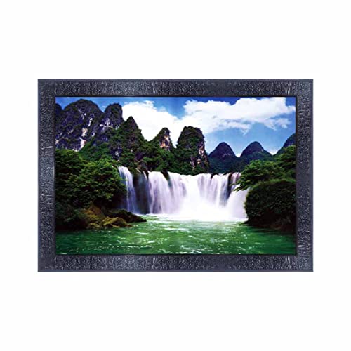 pnf Poster And Frames Vastu Waterfall Landscape Scenery Wooden Photo Frame With Acrylic Sheet | Living Room, Bedroom | Home Decoration | Best Gifting Option (10 * 14inch,Multicolour,Synthetic) 16025 - Image 1
