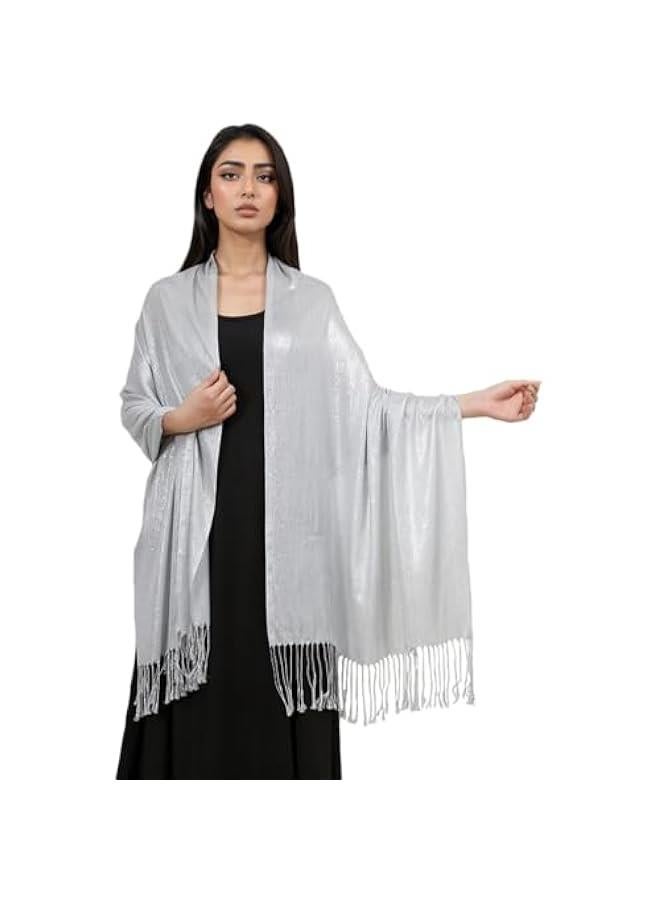 Arabest Glittering Pashmina Shawl Scarf, Reversible Sparkling Wrap for Women - Image 1