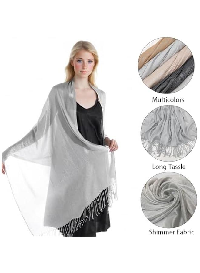 Arabest Glittering Pashmina Shawl Scarf, Reversible Sparkling Wrap for Women - Image 4