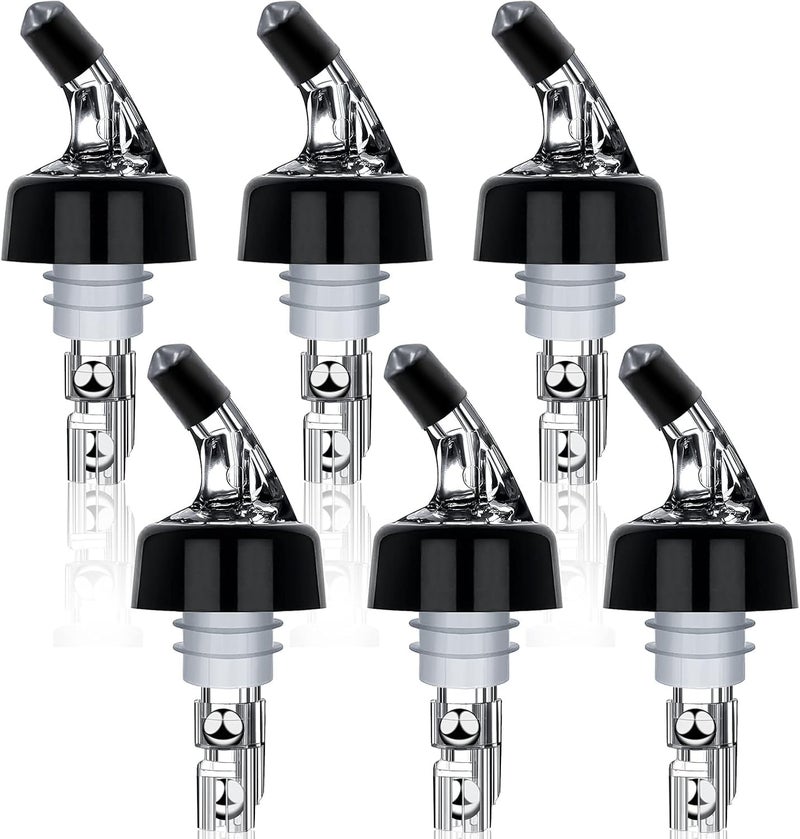 LINALL Liquor Bottle Pourers Set of 6 Pourer Pour Spouts 1 oz Measured Measuring Liquor Pourers Shot Dispenser Bartender Automatic Wine Pourer for Alcohol Tequila Cocktail Whiskey Rum Drink Home bar (Clear) - Image 1