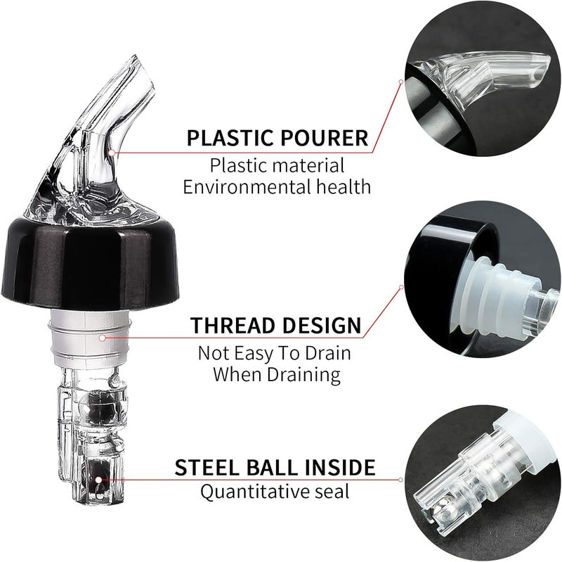 LINALL Liquor Bottle Pourers Set of 6 Pourer Pour Spouts 1 oz Measured Measuring Liquor Pourers Shot Dispenser Bartender Automatic Wine Pourer for Alcohol Tequila Cocktail Whiskey Rum Drink Home bar (Clear) - Image 2