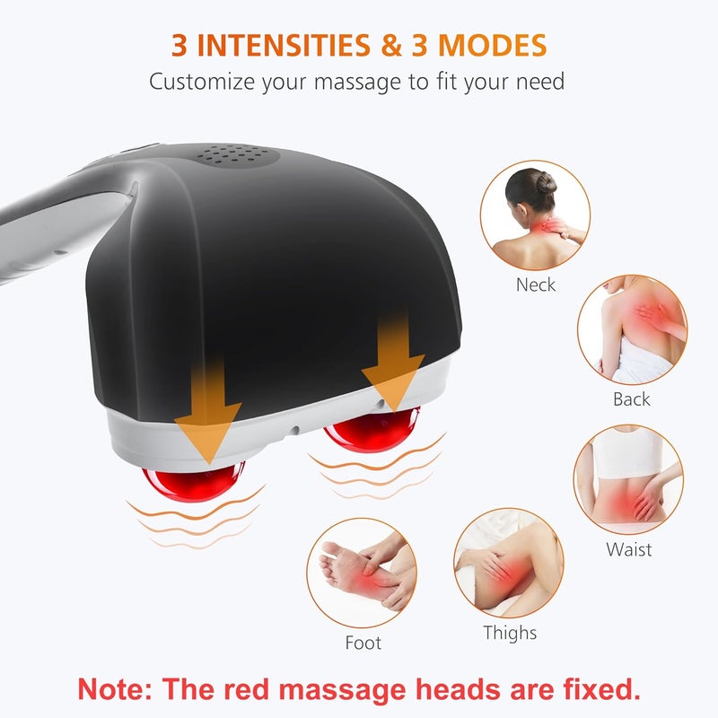 Snailax Cordless Handheld Back Massager with Heat Deep Tissue Percussion Massager 3 Sets of Dual Pivoting HeadsRechargeable Hand Held Massager for NeckBack ShoulderCalfLegs - Image 2