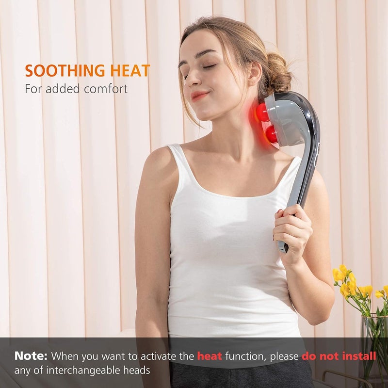Snailax Cordless Handheld Back Massager with Heat Deep Tissue Percussion Massager 3 Sets of Dual Pivoting HeadsRechargeable Hand Held Massager for NeckBack ShoulderCalfLegs - Image 5