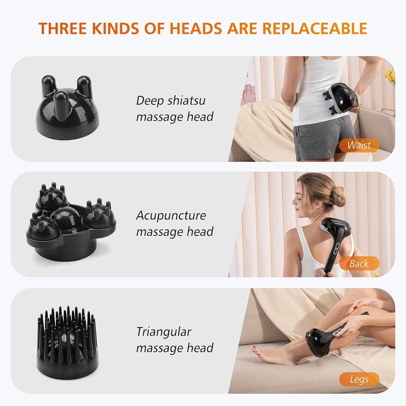 Snailax Cordless Handheld Back Massager with Heat Deep Tissue Percussion Massager 3 Sets of Dual Pivoting HeadsRechargeable Hand Held Massager for NeckBack ShoulderCalfLegs - Image 4