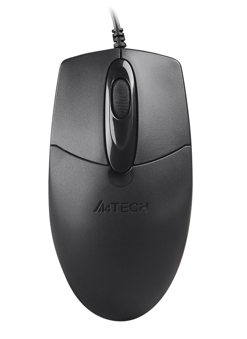 A4TECH Silent Click Wired Mouse OP720S, Dust-resistant Wheel, Black  - Image 1
