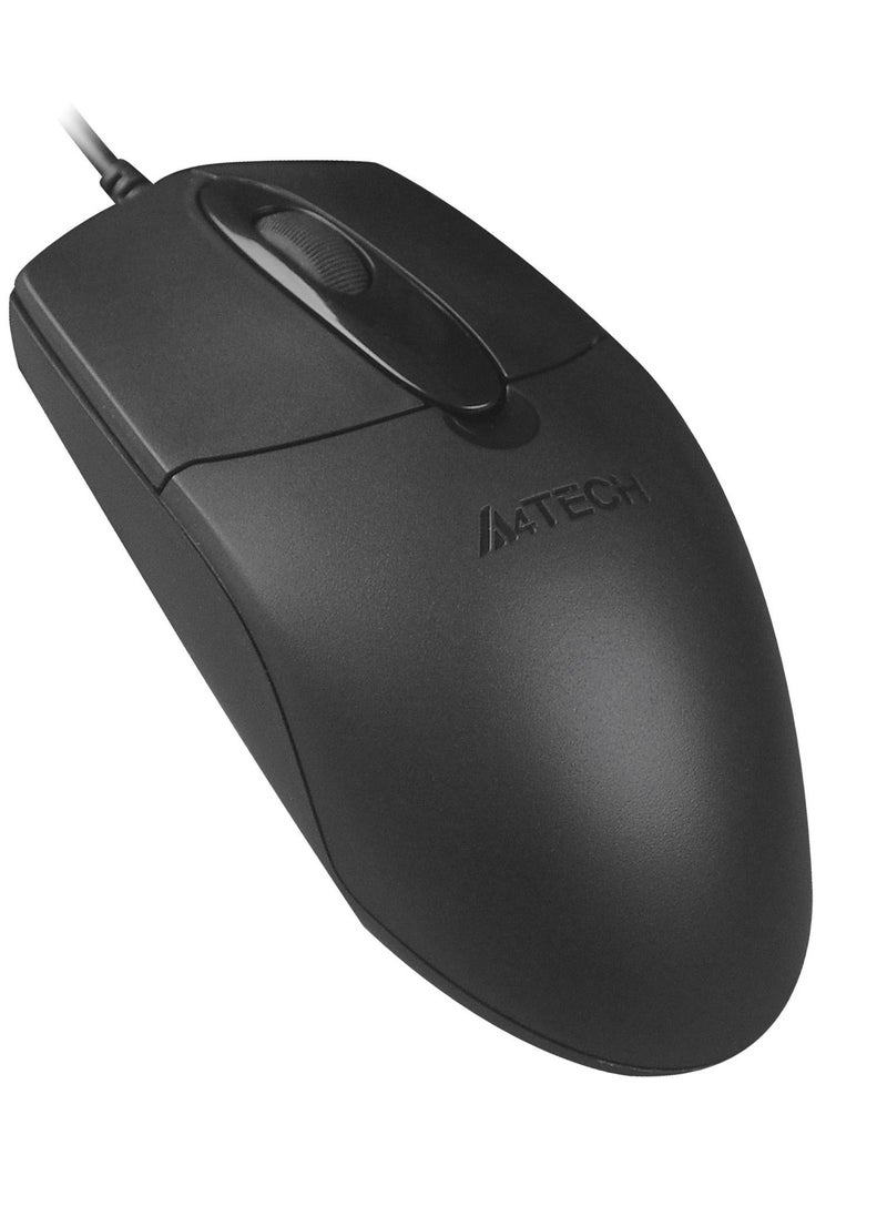 A4TECH Silent Click Wired Mouse OP720S, Dust-resistant Wheel, Black  - Image 2