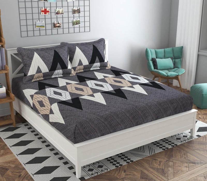 Delight Zone Glace Cotton 160TC Prime Collection Double Flat Bedsheet with 2 Pillow Covers - (Grey6) - Image 1
