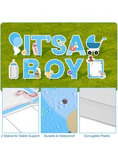 Elcoho 11 Pieces It’S A Boy Blue Yard Signs With Stakes Includes Letters, Ballon, Baby Bottle, Baby Pacifier Sign For Outdoor Decoration, Gender Reveal Baby Shower, Party Decoration  - Image 3