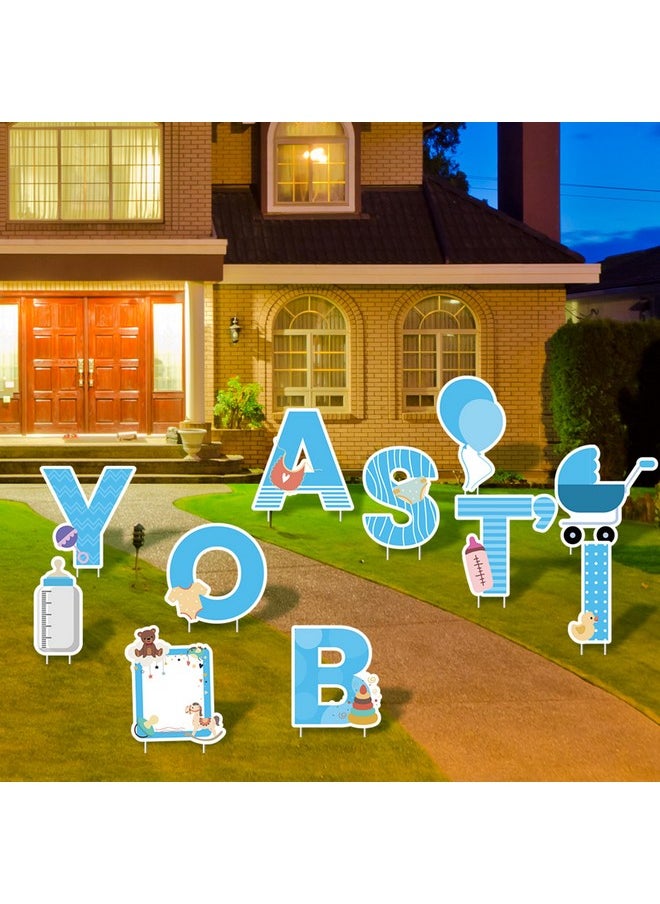 Elcoho 11 Pieces It’S A Boy Blue Yard Signs With Stakes Includes Letters, Ballon, Baby Bottle, Baby Pacifier Sign For Outdoor Decoration, Gender Reveal Baby Shower, Party Decoration  - Image 5