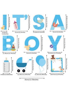 Elcoho 11 Pieces It’S A Boy Blue Yard Signs With Stakes Includes Letters, Ballon, Baby Bottle, Baby Pacifier Sign For Outdoor Decoration, Gender Reveal Baby Shower, Party Decoration  - Image 2