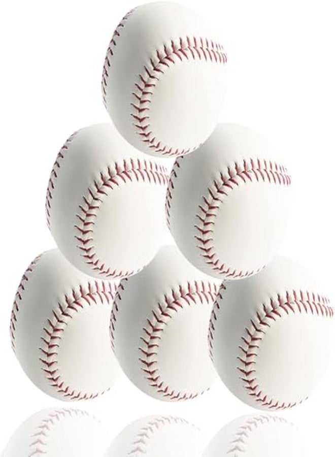 YMD 6 Ball Pack Practice Training Baseballs for Kids/Youth 9 Inch Baseballs Baseball (Pack of 6, White) - Image 2