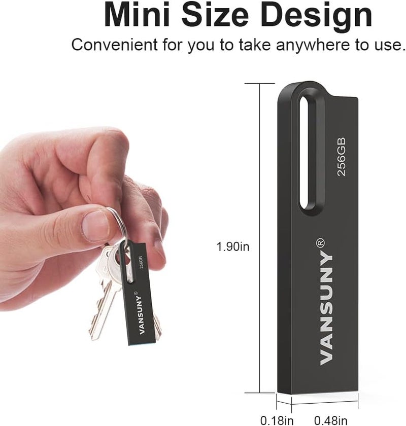محرك أقراص فلاش سعة 256 جيجابايت USB 3.0، محرك أقراص فلاش معدني مقاوم للماء، ذاكرة فائقة السرعة USB 3.0، محرك إبهام محمول لأجهزة الكمبيوتر/الأجهزة اللوحية/أجهزة Mac/أجهزة الكمبيوتر المحمولة - Image 1