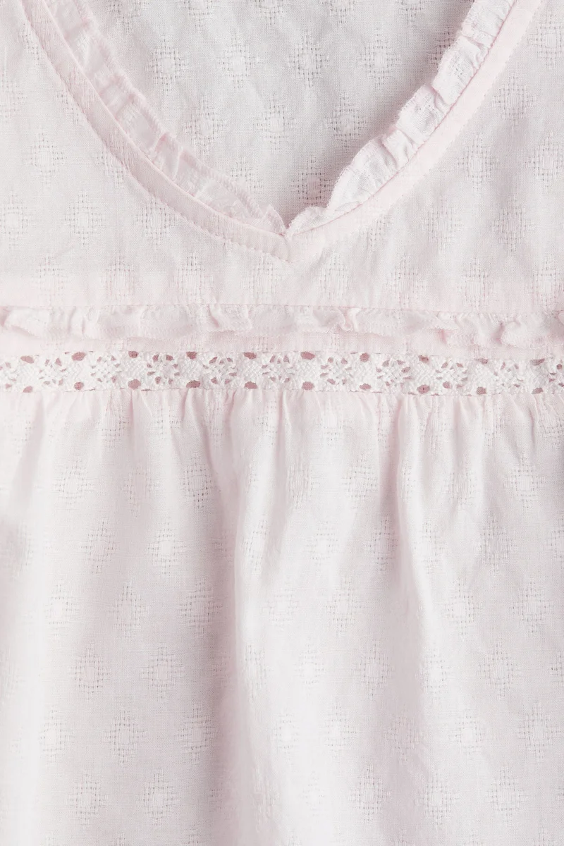 اتش اند ام Frill-trimmed cotton blouse