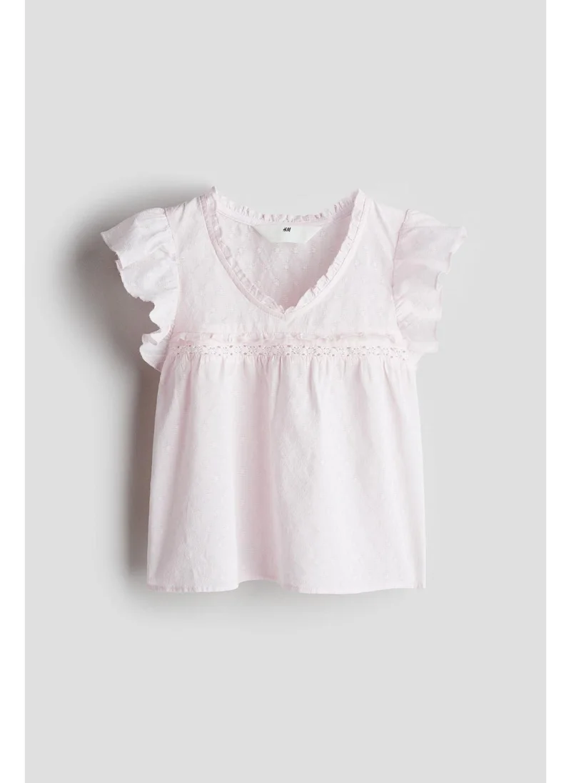 اتش اند ام Frill-trimmed cotton blouse