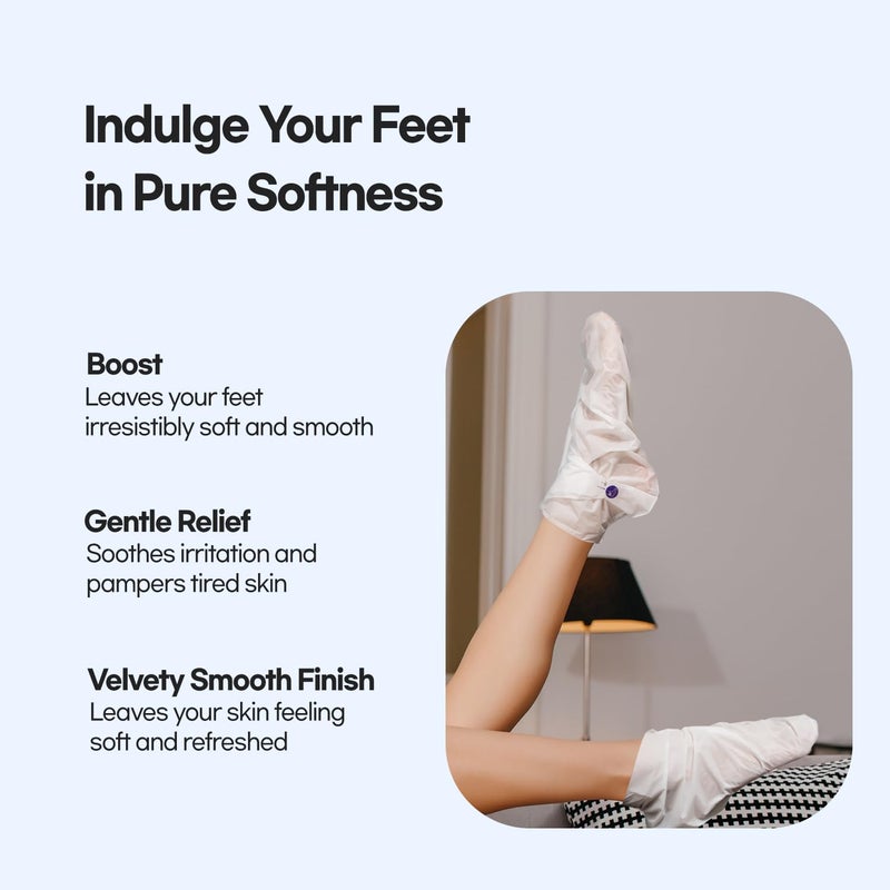 Epielle Intensive Repairing Foot Mask 6 Pairs, Renew and Soften with Coconut Oil & Milk Extract, Deep Moisturizing Socks for Dry, Cracked Feet, Self Care Gifts for Women, Spa Kit, Stocking Stuffers - Image 2