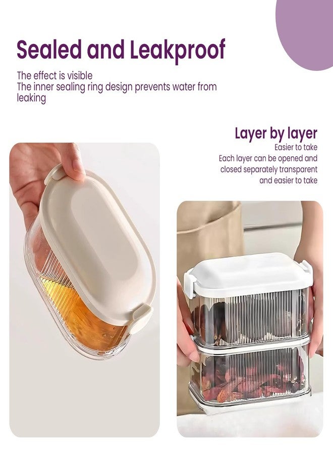 DecorTwist Plastic Airtight Containers for Condiments | 2-layer Storage Box Spice Containers for Kitchen | Leak Proof Condiment Jars with Lids for Masala, Fruit, Snack and Spice (14 x 9 x 11cm) White - Image 4