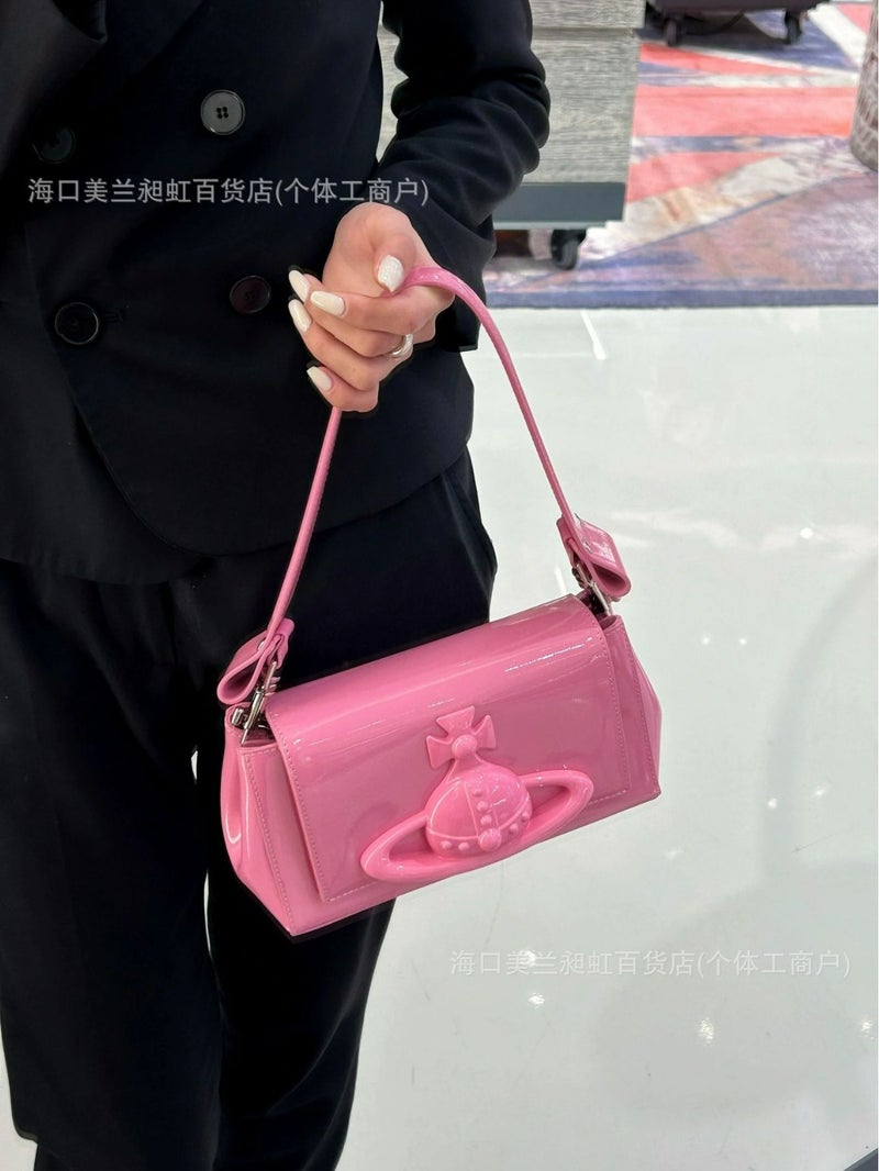 Empress Dowager Saturn Underarm Bag Embossed Underarm 3D Large Saturn Punk Style Small Square Bag Hazel Shoulder - Image 3