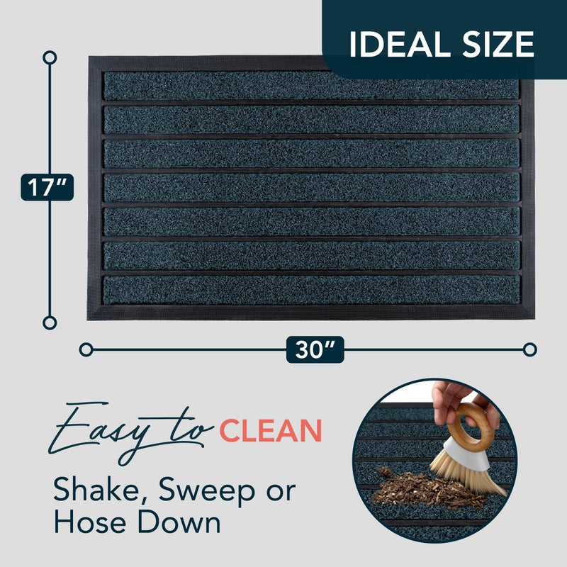ubdyo Extra Durable Door Mat - Dirt Trapping Outdoor Welcome Mats - Non-Slip Outdoor Indoor Entrance - Low Profile Front Doormat (30" x 17", Bright Blue) - Image 2