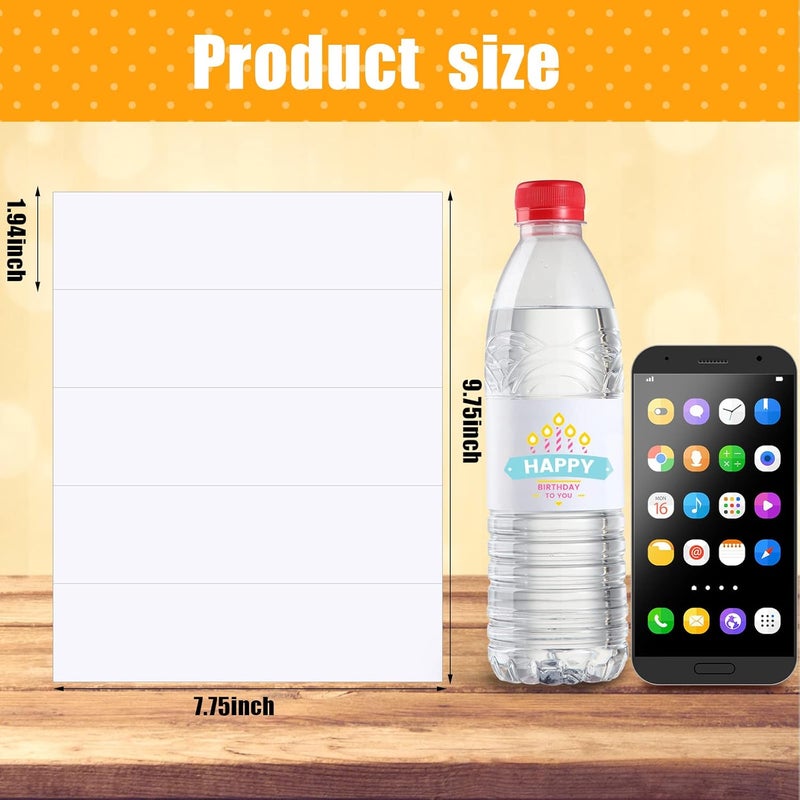klarako Printable Water Bottle Labels for Laser, Waterproof Blank Bottle Stickers Adhesive Personalized Bottle Label Wraparound Rectangle Bottle Label Sticker(240 Pieces) - Image 3