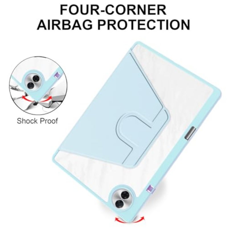 Rotating Case for Honor Pad 10 12.1 Inch Sky Blue with Pencil Holder, 360° Rotation Stand Shockproof Clear Back Cover, Auto Wake/Sleep - Image 4