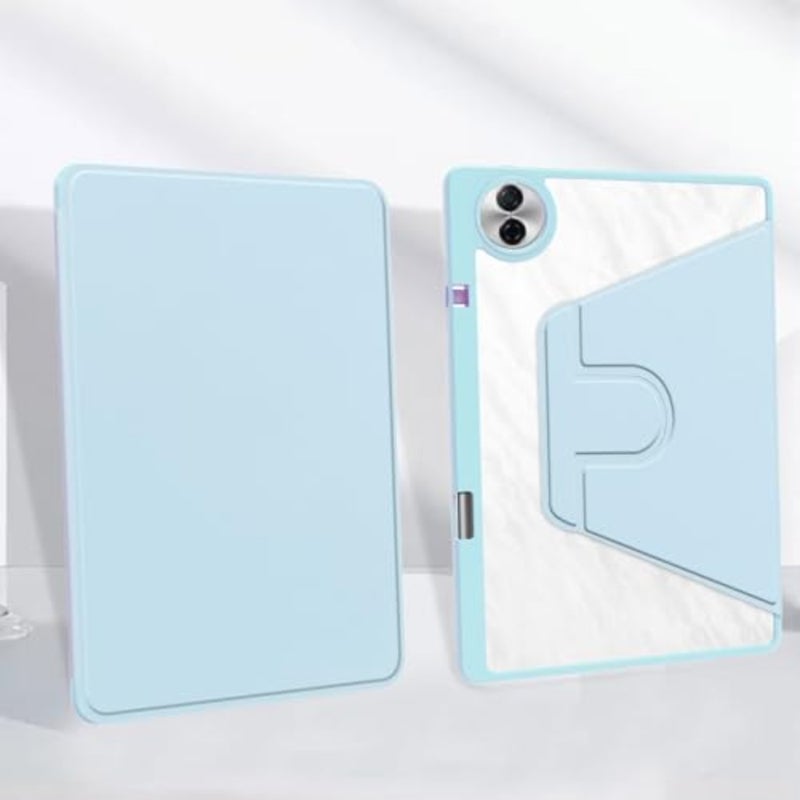 Rotating Case for Honor Pad 10 12.1 Inch Sky Blue with Pencil Holder, 360° Rotation Stand Shockproof Clear Back Cover, Auto Wake/Sleep - Image 3