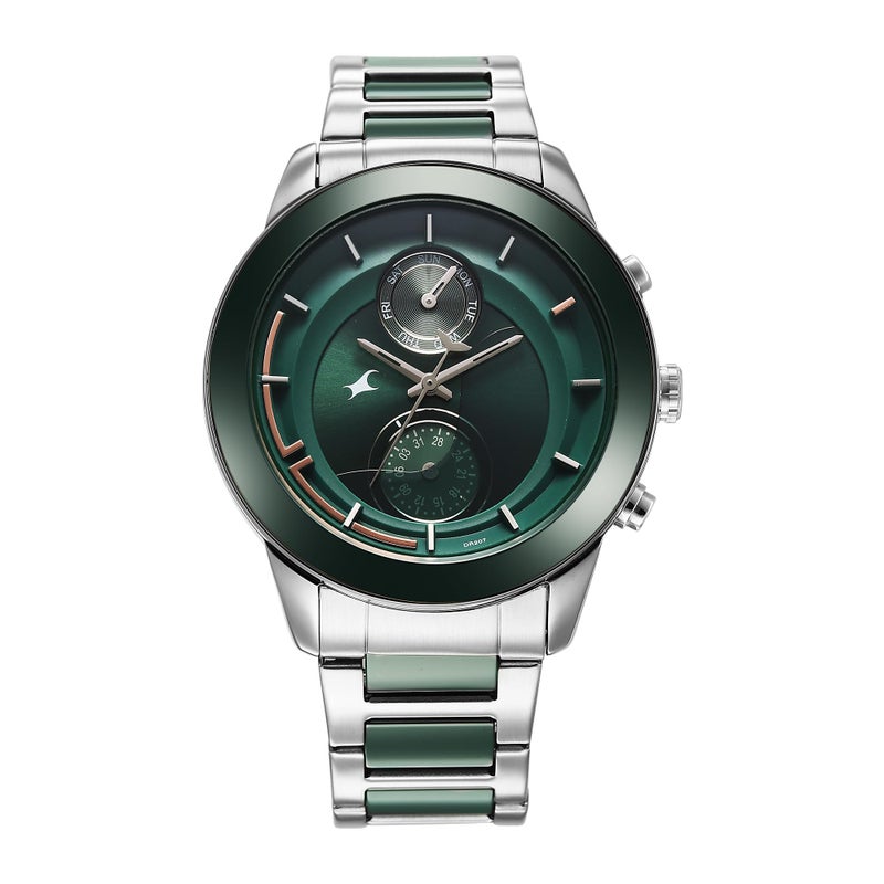 Fastrack Analog Men Green Green Oceanyx-Ceramic Quartz Round Dial Watch,Solid Strap Material,Band-3304KD04 - Image 4