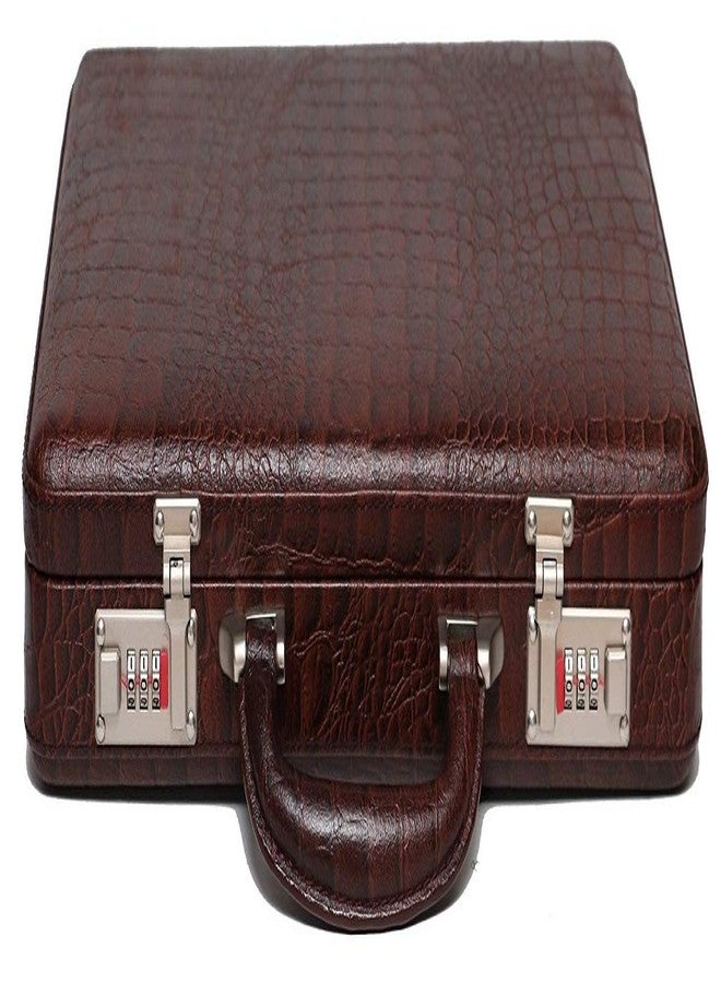 ACEKING LEATHER BRIEFCASE FOR MEN OFFICE USE SUITACASE BAG WITH INNER MESH POCKETS COLOR (CROC BROWN) - Image 3