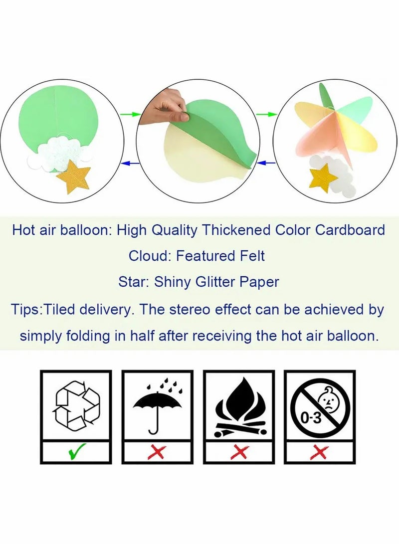 KASTWAVE Decorative Hot Air Balloon Paper Lanterns, 3D Paper Garland Hanging Decorations, Cloud Hot Air Balloon Hanging Ornaments for Wedding Birthday Party Decorations (4 Pcs, Pink and Blue) - Image 4