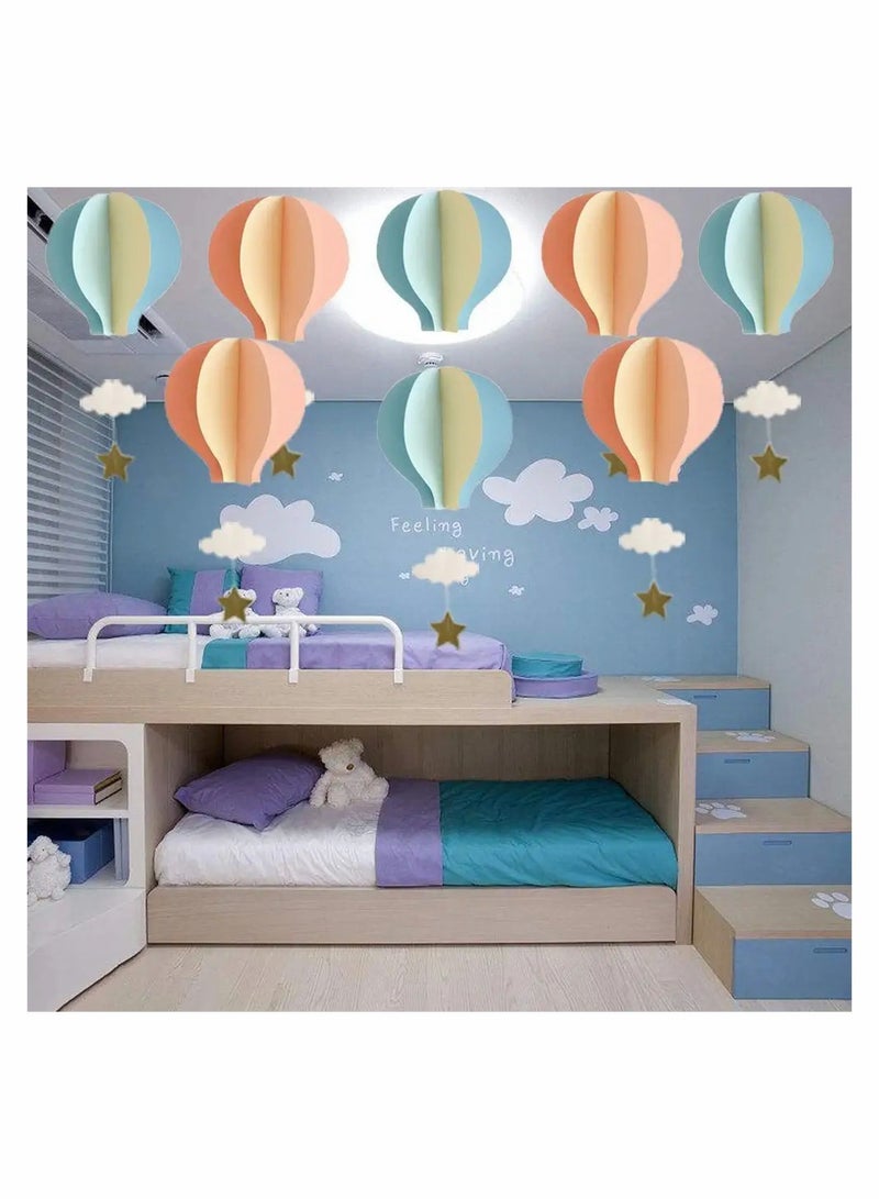 KASTWAVE Decorative Hot Air Balloon Paper Lanterns, 3D Paper Garland Hanging Decorations, Cloud Hot Air Balloon Hanging Ornaments for Wedding Birthday Party Decorations (4 Pcs, Pink and Blue) - Image 2