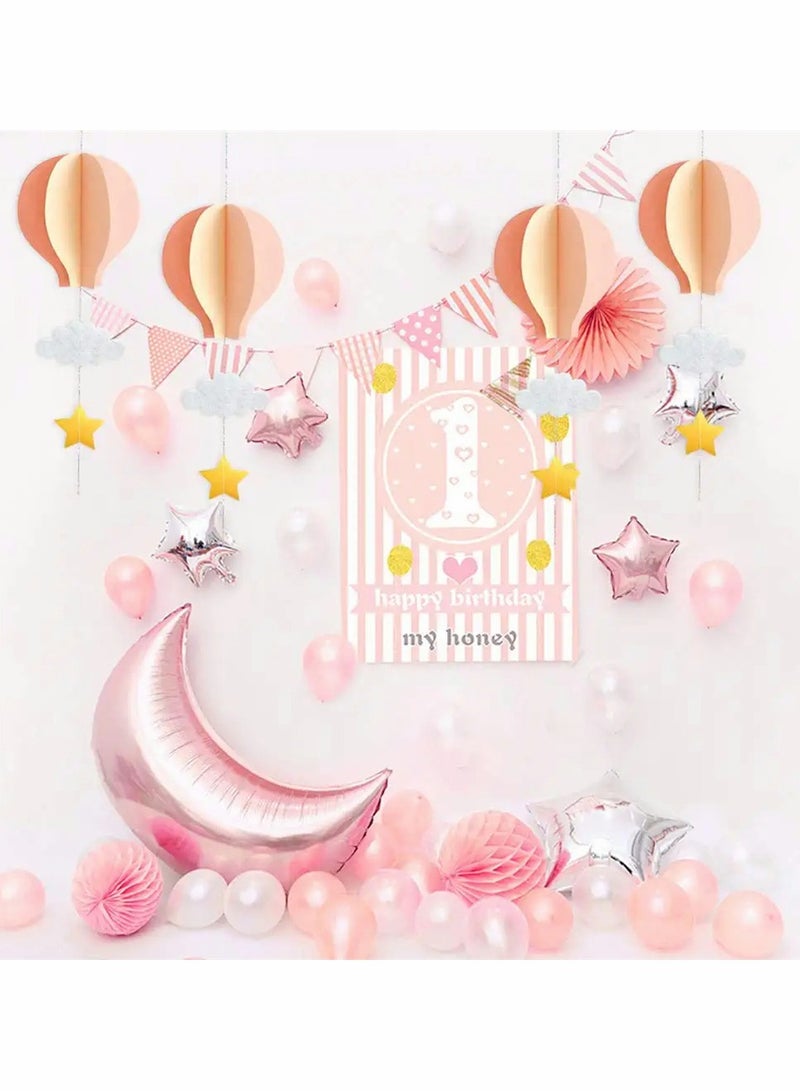 KASTWAVE Decorative Hot Air Balloon Paper Lanterns, 3D Paper Garland Hanging Decorations, Cloud Hot Air Balloon Hanging Ornaments for Wedding Birthday Party Decorations (4 Pcs, Pink and Blue) - Image 3