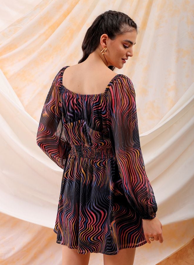 Freehand Women Fit and Flared Casual Futuristic Mini Dress - Image 2