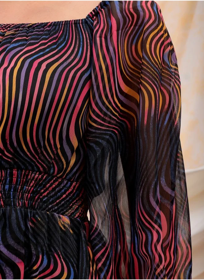 مرفوعة Women Fit and Flared Casual Futuristic Mini Dress