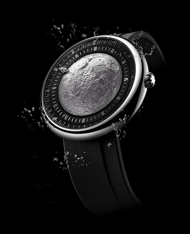 CIGA Design Mechanical Automatic Watch Blue Planet U Series Stainless Steel/Titanium/Ceramics Case Sapphire Crystal Fluororubber/Ceramics Strap Watches Gifts for Men and Women (Moon Walker Titanium) - Image 4